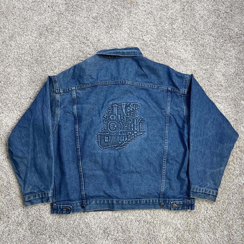 Vintage Tyca Jacket Mens XL Railway Embossed Denim Trucker Made in USA A Of M